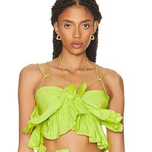 aknvas ruffle jordyn green top
